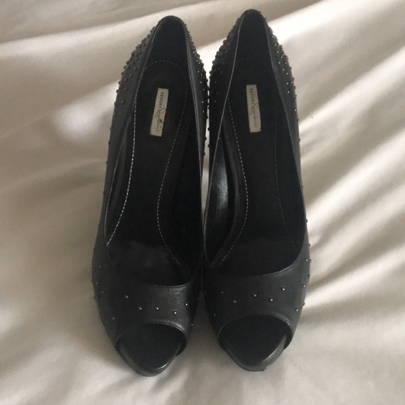 Report Signature Black Leather Studded Platform Pumps - Picture 3 of 3